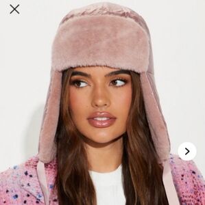 Fashion Nova Pink Faux Fur Trapper Hat